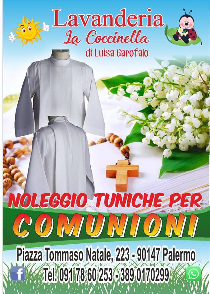 Lavanderia La Coccinella Palermo Tommaso Natale Noleggio tuniche per COMUNIONI